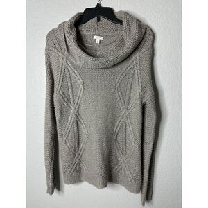 Sonoma Life+Style Knit Sweater Top Women's Small Gray Shimmer Long Sleeve